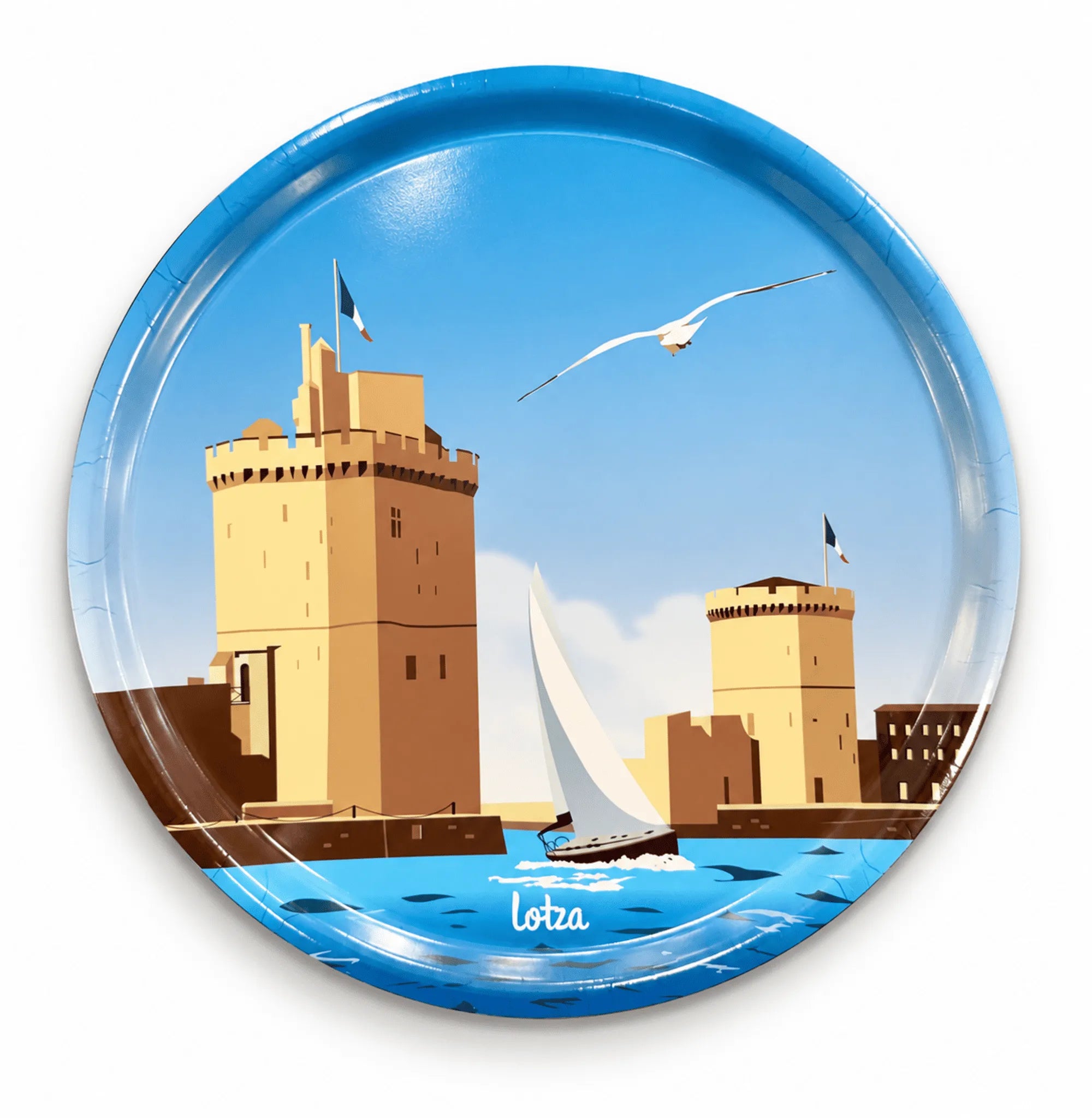 Plateau rond 42cm La Rochelle - Les Deux Tours
