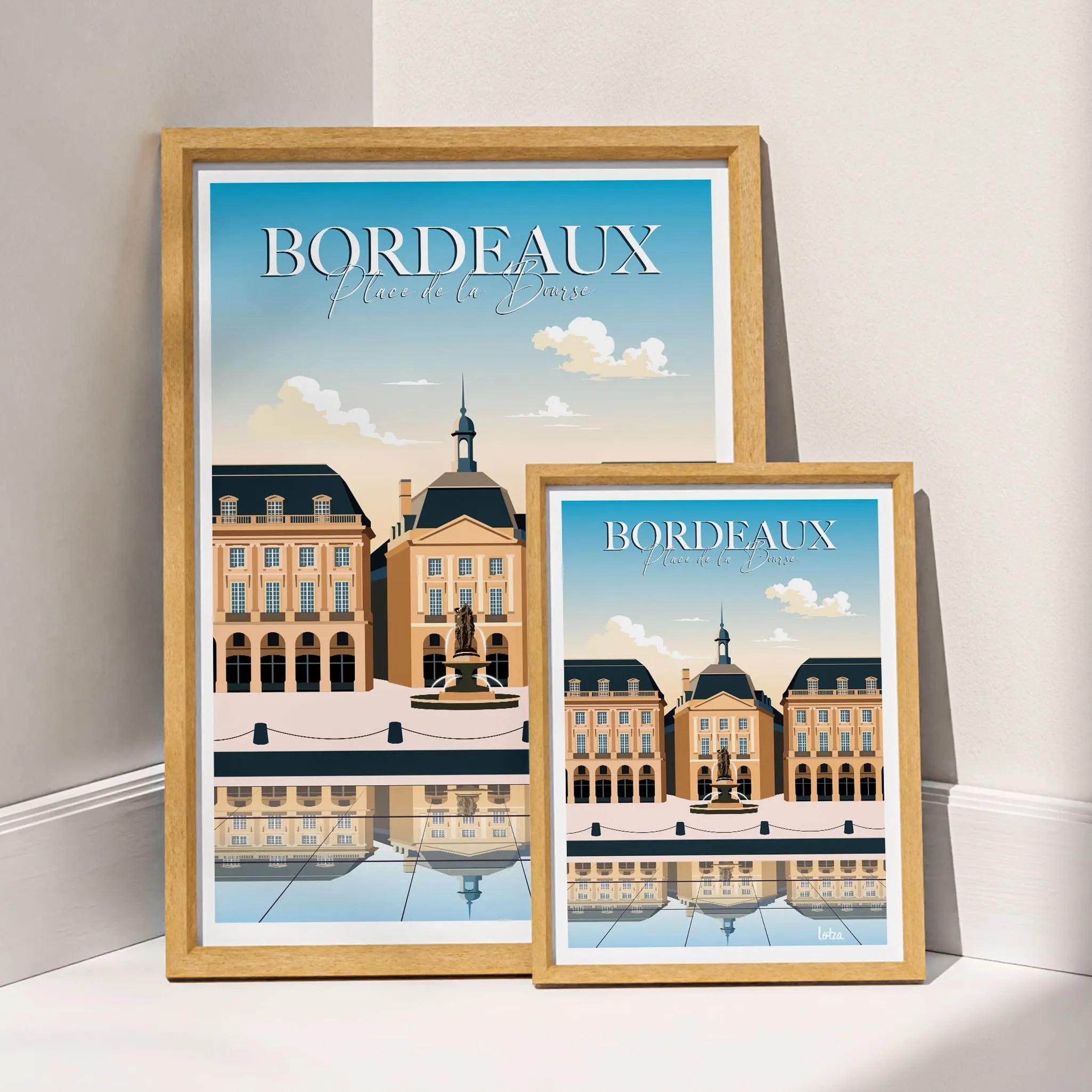 Poster Bordeaux - Place de la Bourse (pink)