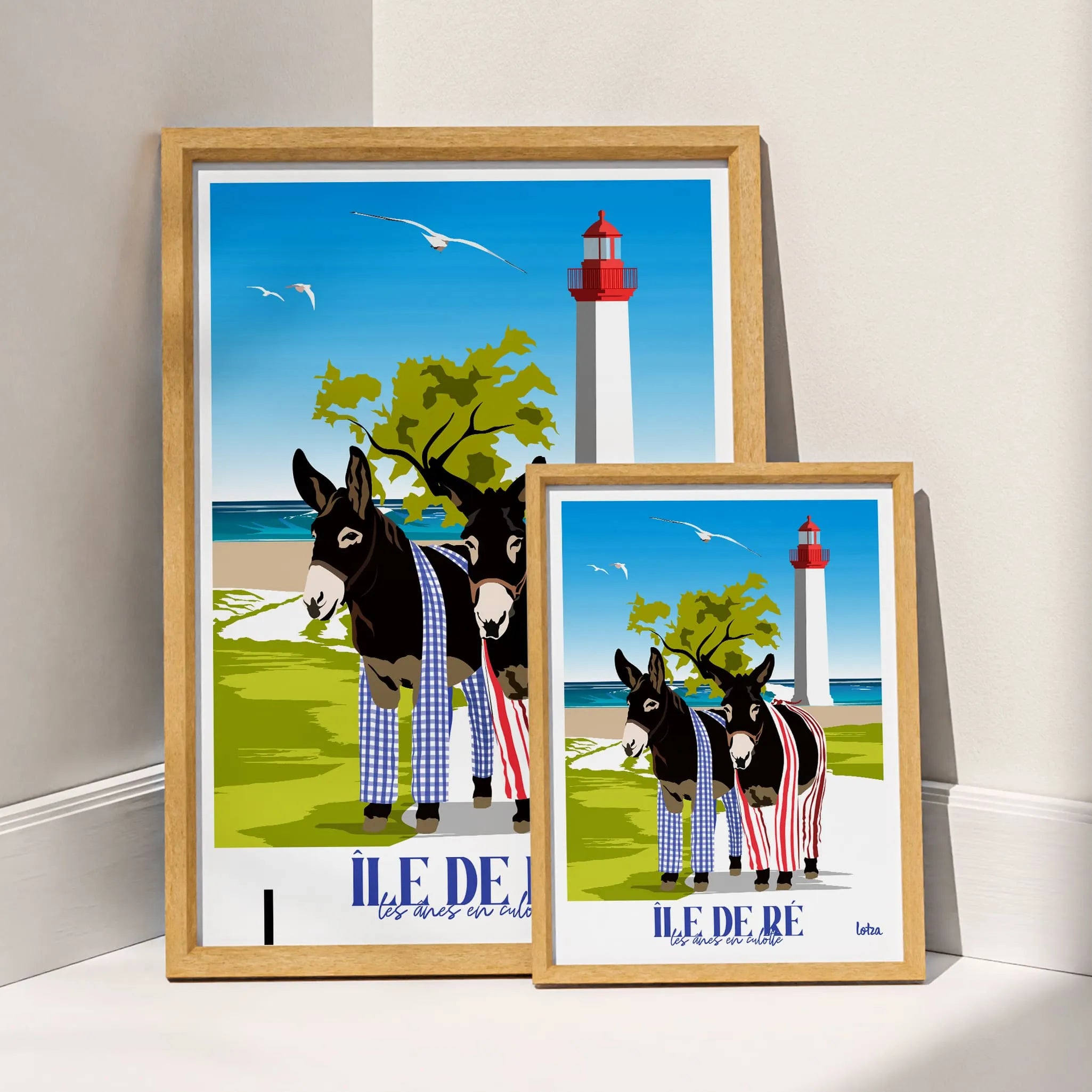 Affiche Île de Ré - Ânes en culotte