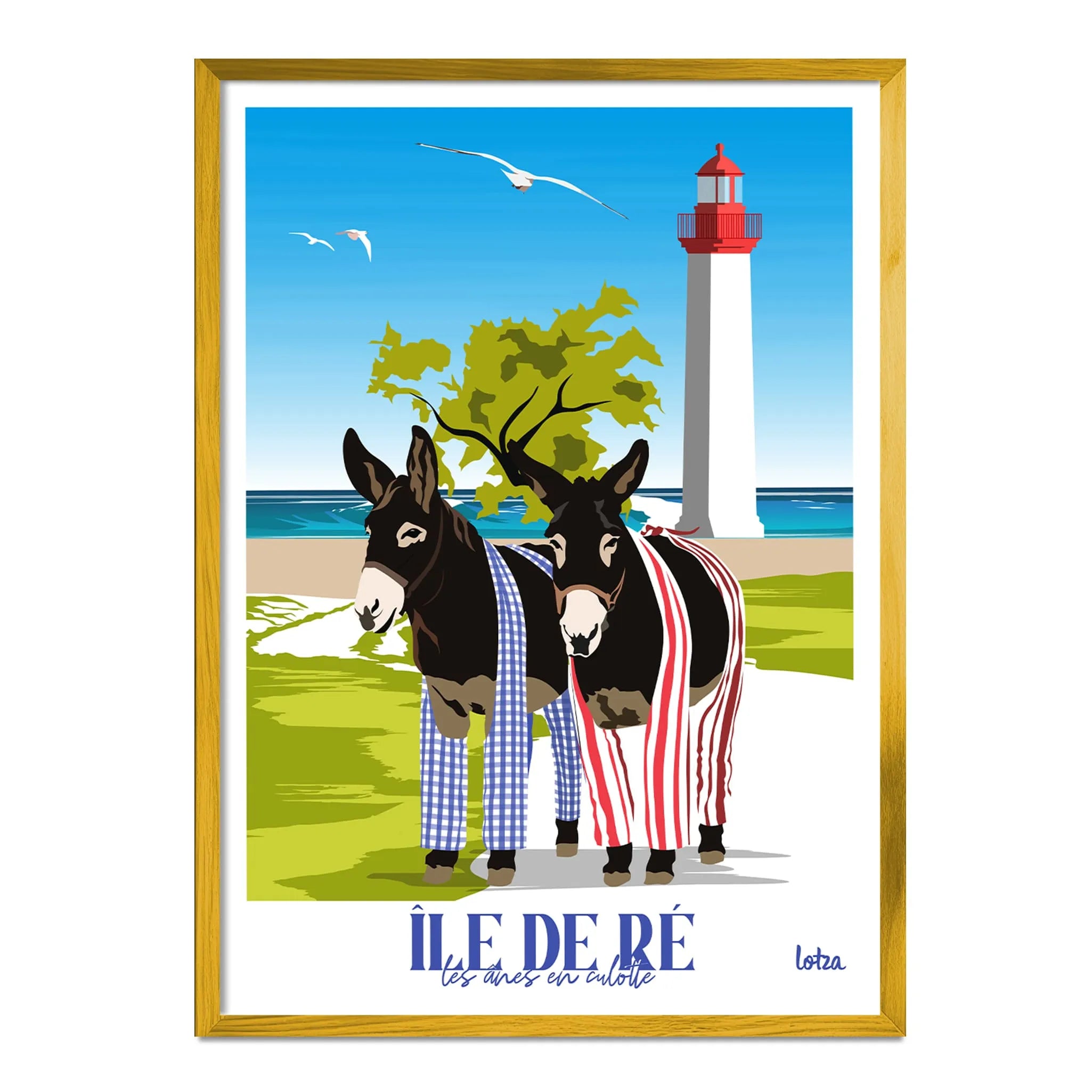 Affiche Île de Ré - Ânes en culotte