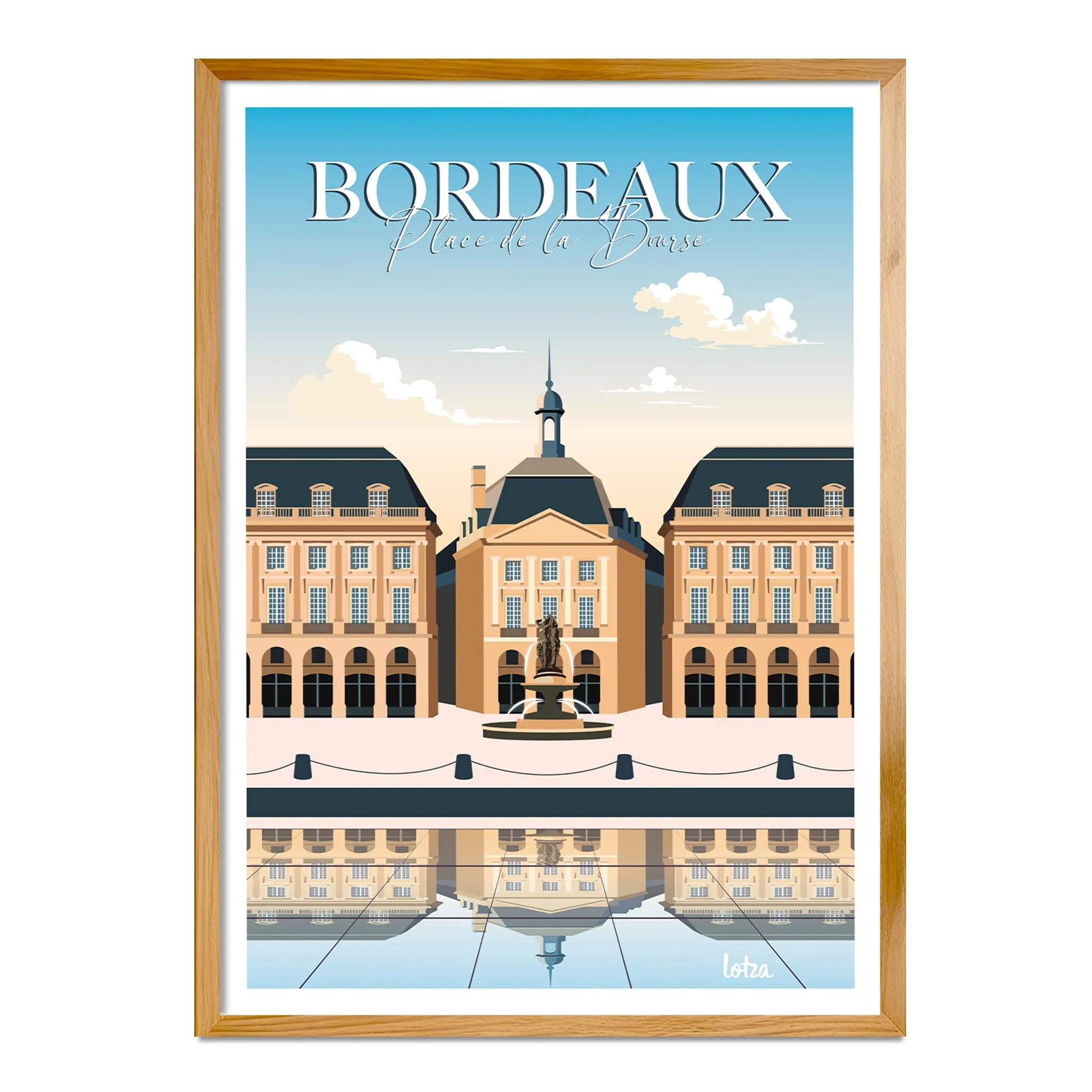Poster Bordeaux - Place de la Bourse (pink)