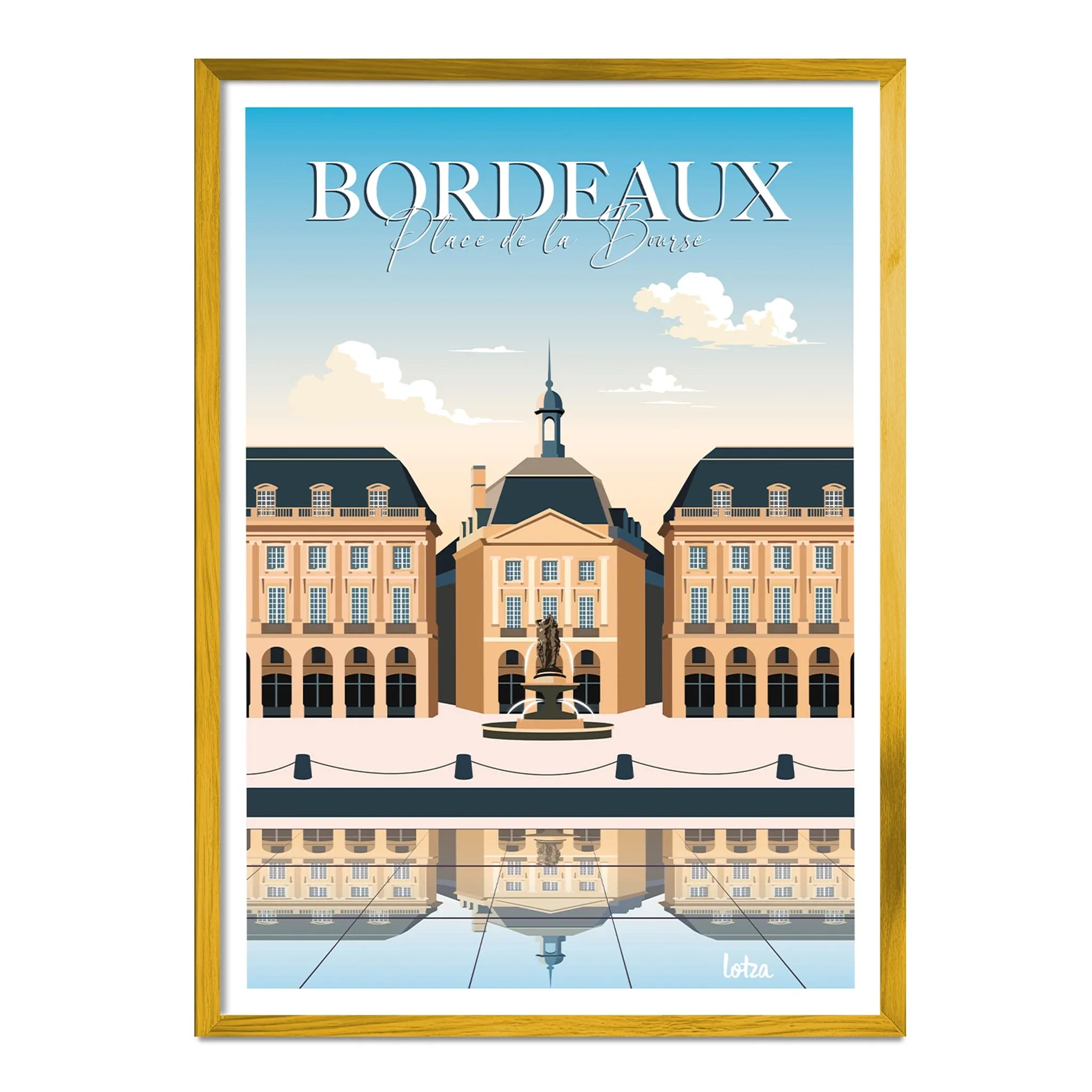 Poster Bordeaux - Place de la Bourse (pink)