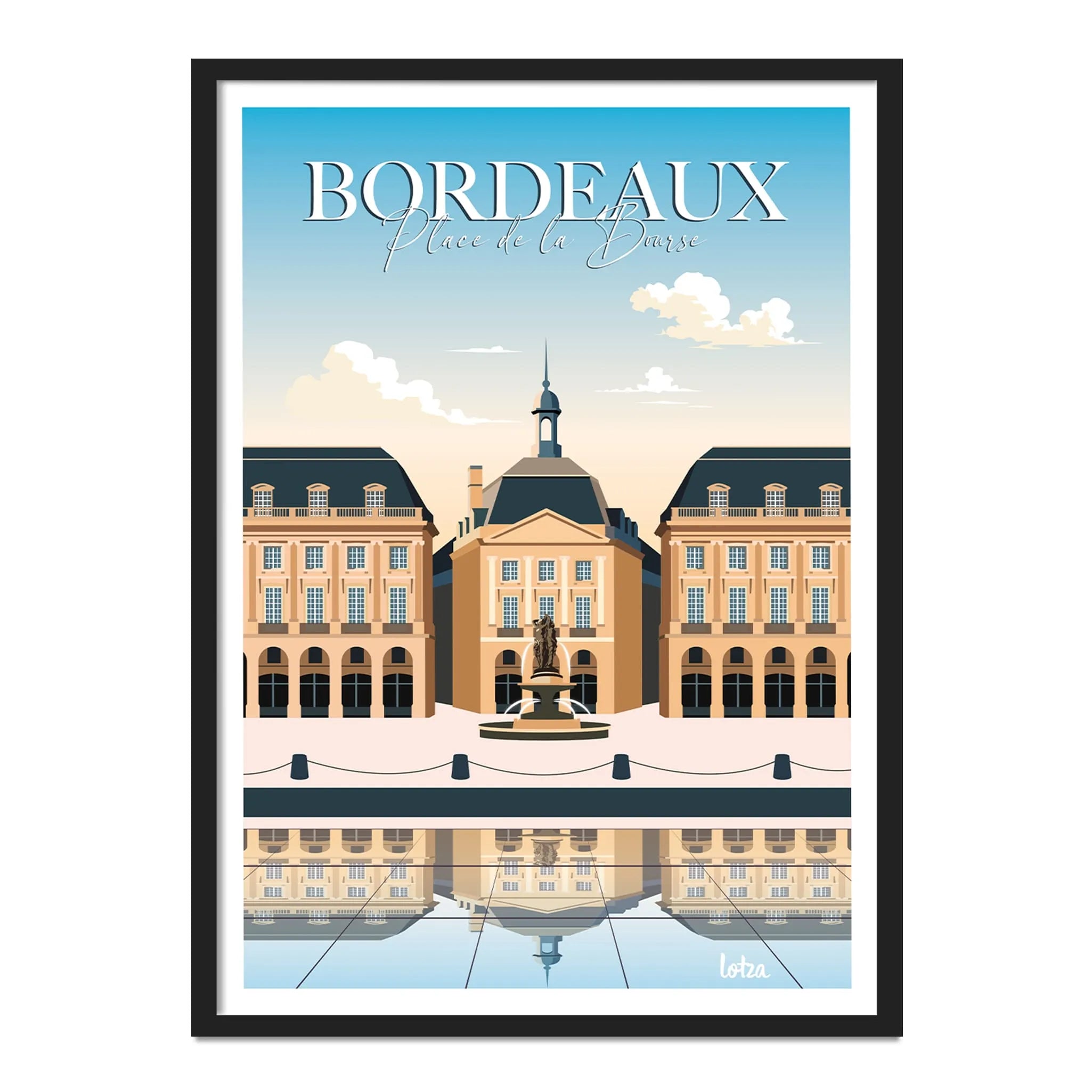 Poster Bordeaux - Place de la Bourse (pink)