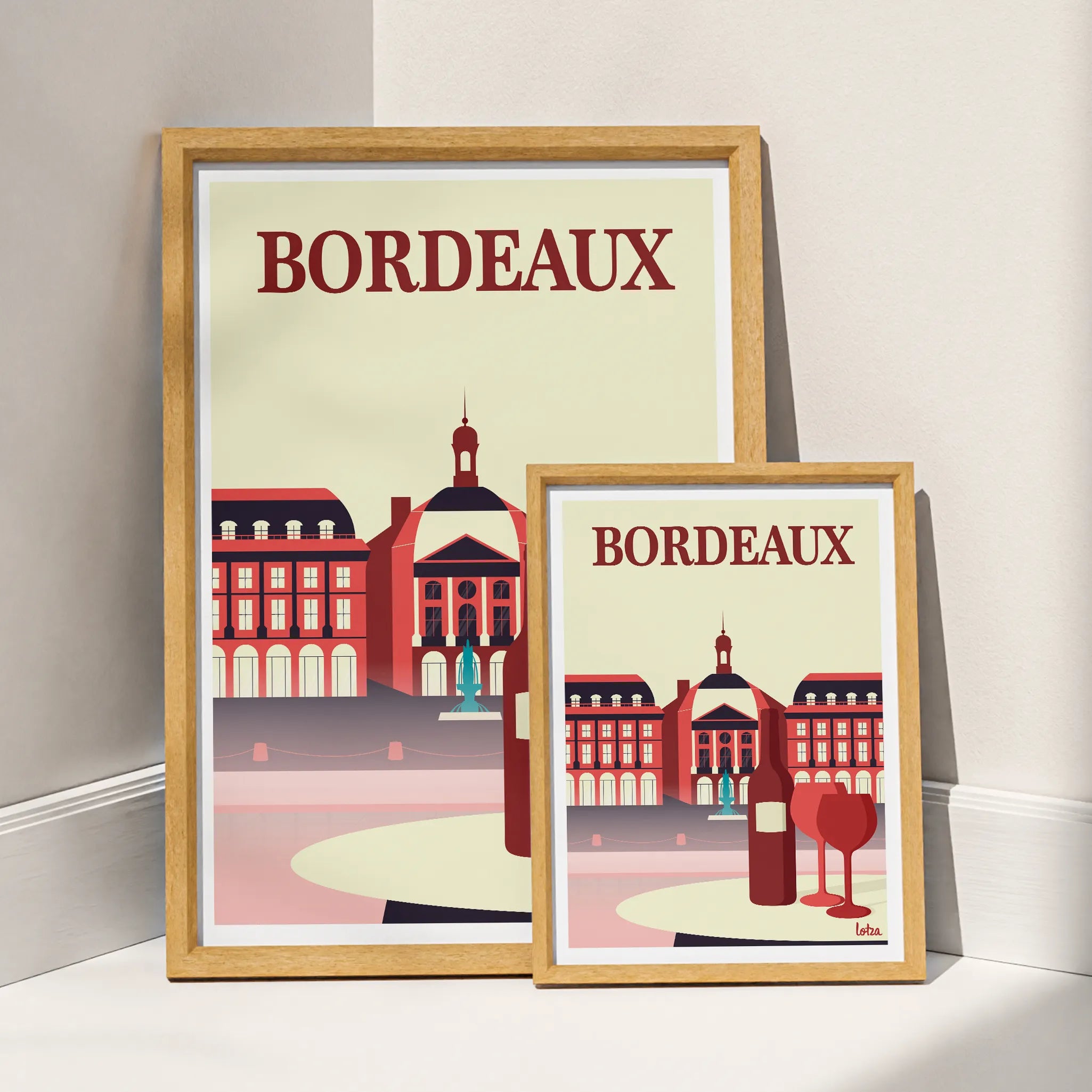Affiche Bordeaux - Place de la Bourse (rose)