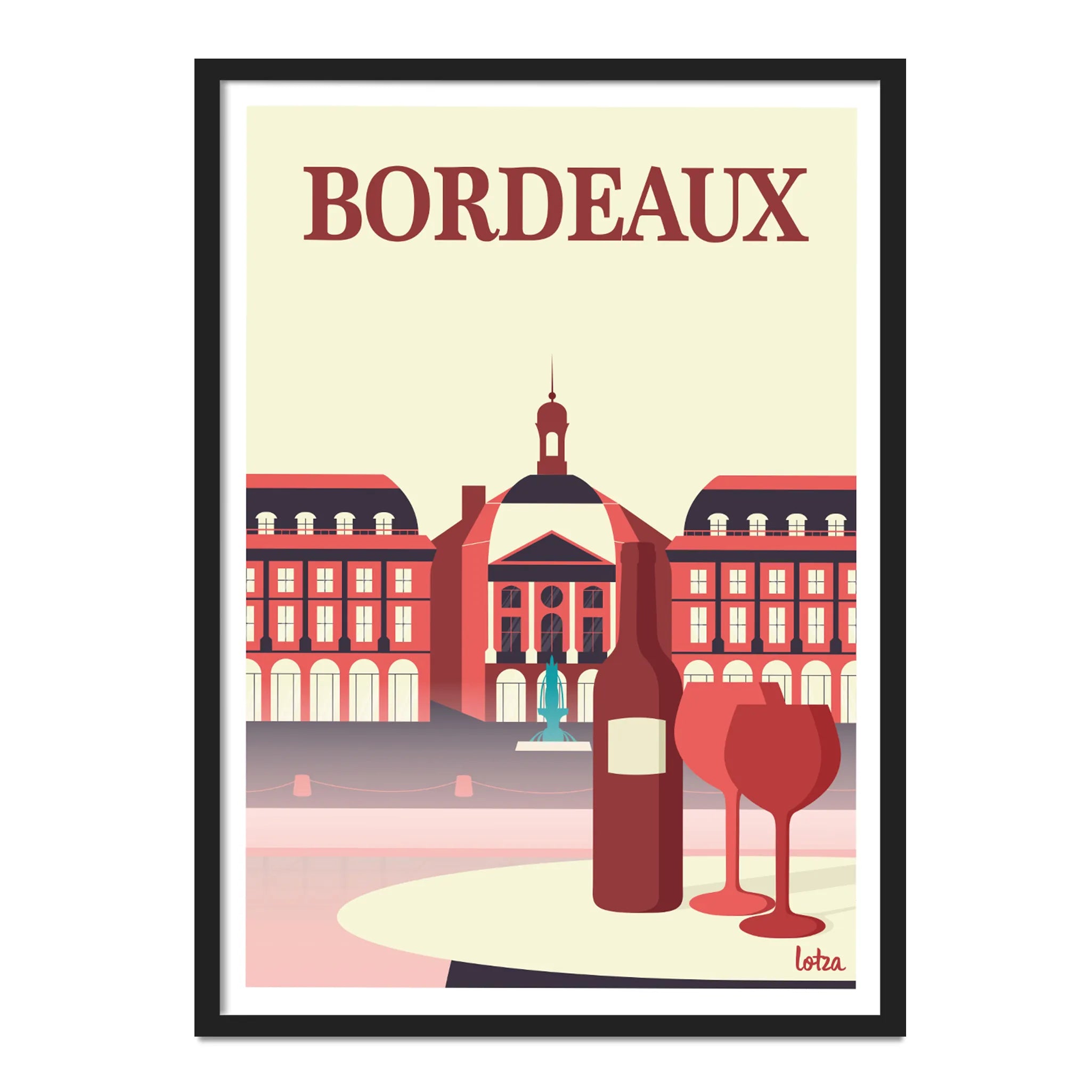 Affiche Bordeaux - Place de la Bourse (rose)