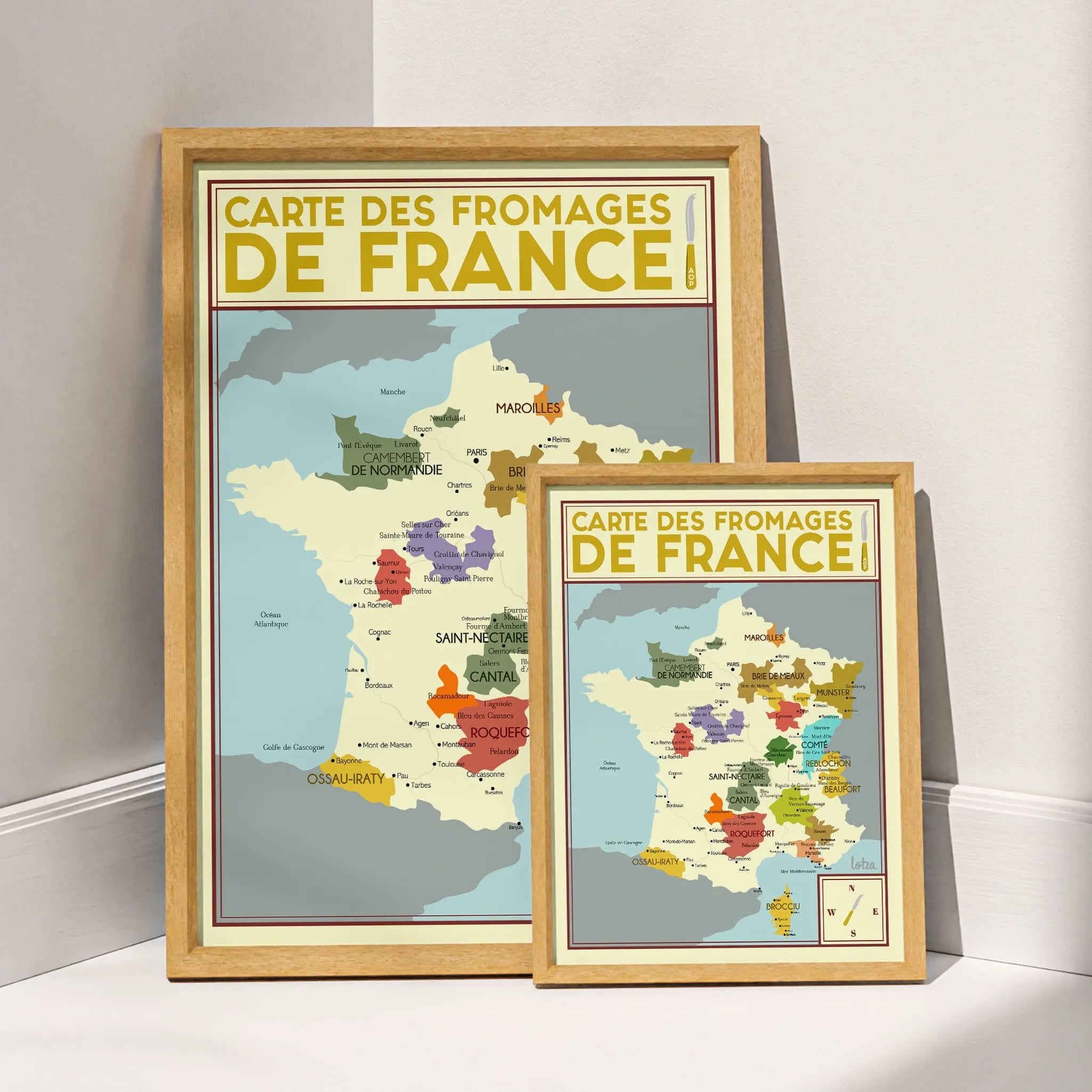 Affiche Carte des Fromages de France - AOP