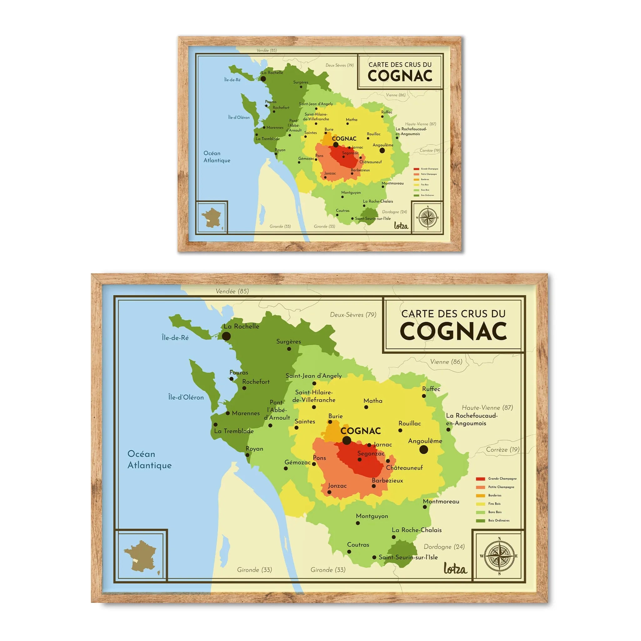 Affiche Carte des Crus du Cognac