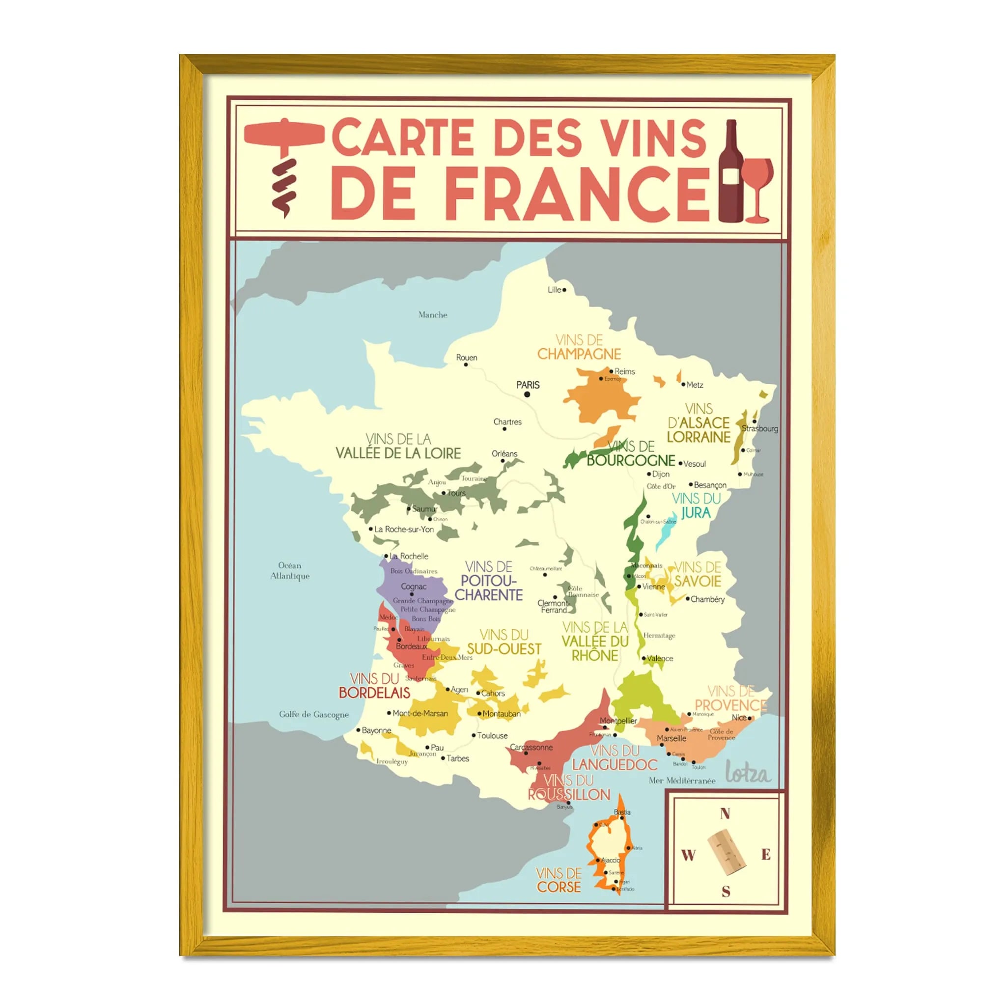 French Wine Map Poster