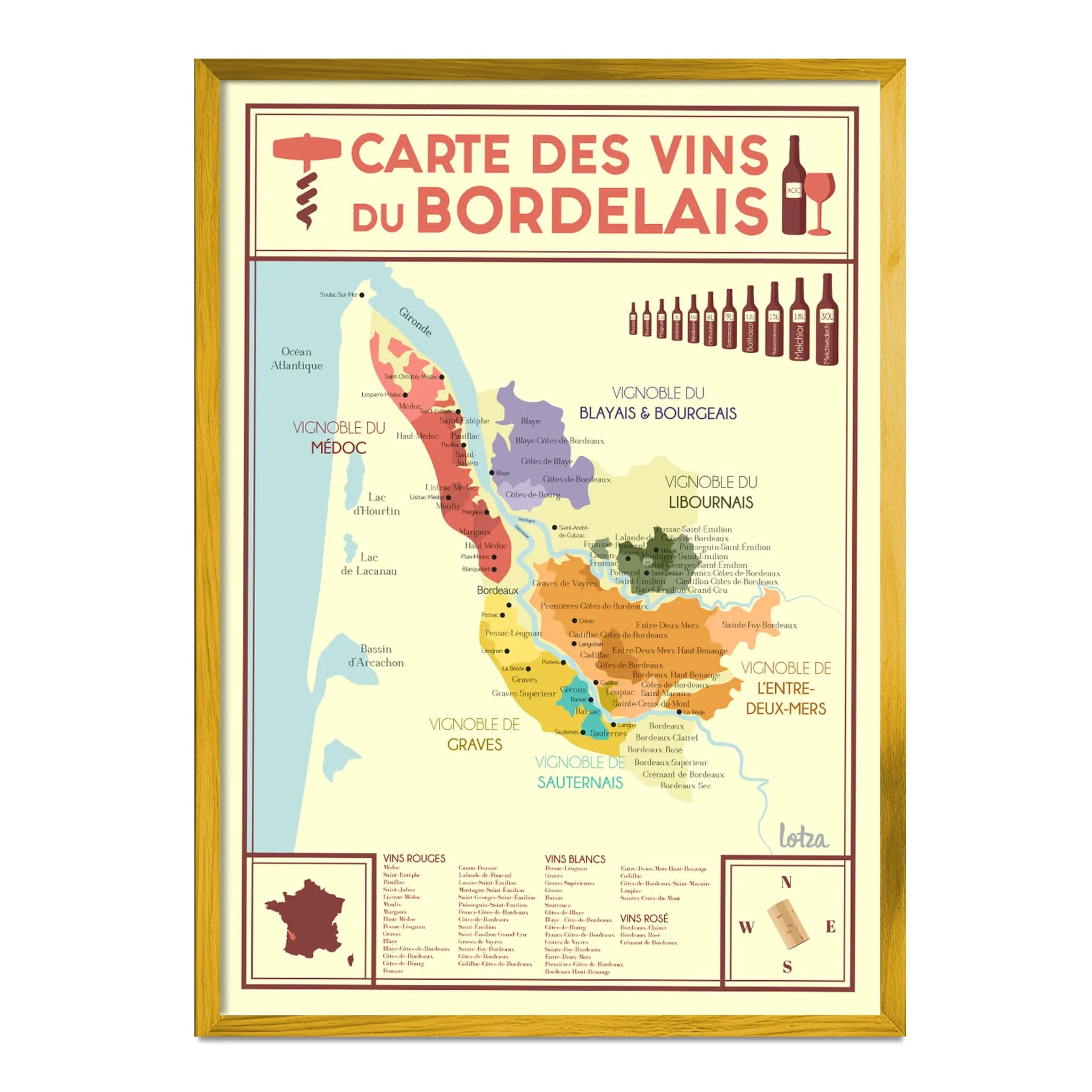 Affiche Carte des Vins du Bordelais
